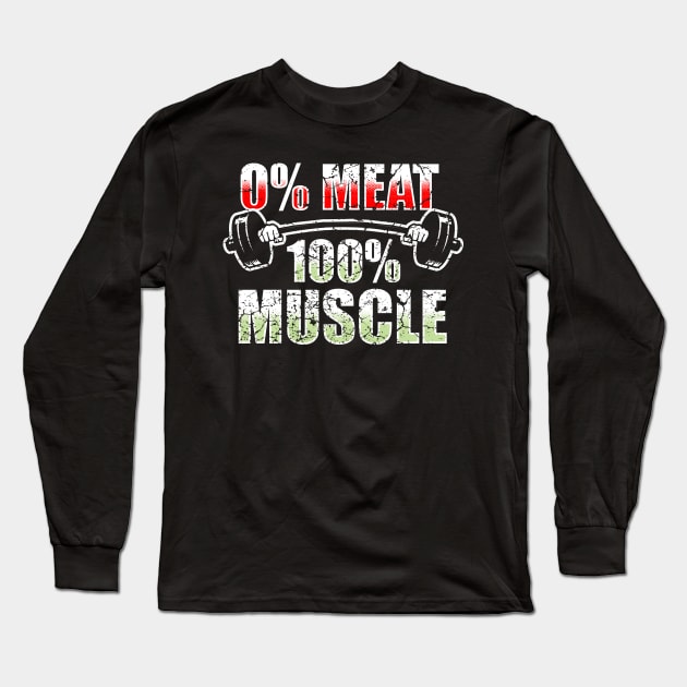 Vegan Bodybuilder Gift Gym Workout Fitness Weightlift Long Sleeve T-Shirt by AlleyField